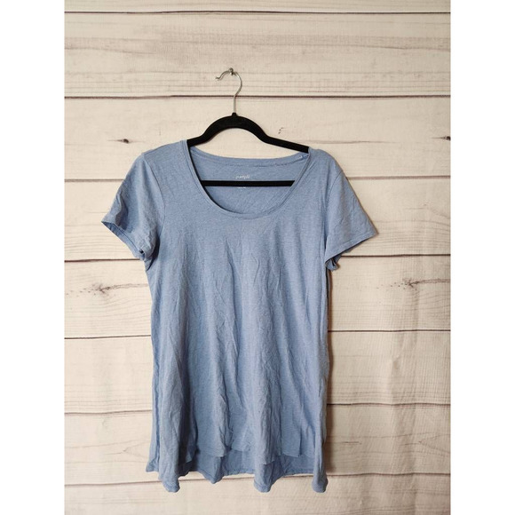 Pure Jill Tops - Pure Jill Womens Scoop Neck Elliptical Tee Solid Blue Short Sleeve Pima Cotton S